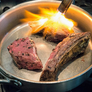 Searing sous vide beef