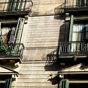 Balconies on El Raval, Barcelona, Spain.