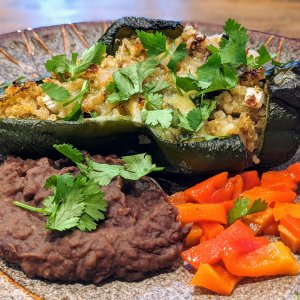 Chile rellano stuffed with quinoa