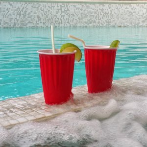 Cocktails in the hot tub