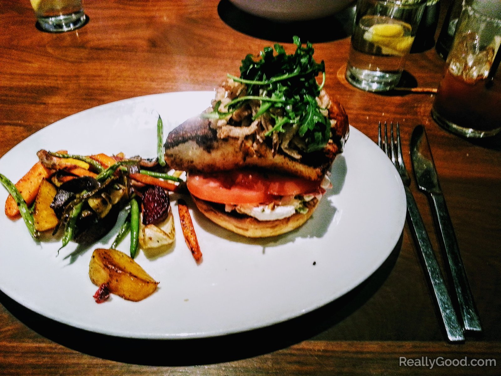 Ahi Burger and Grilled Vegetables