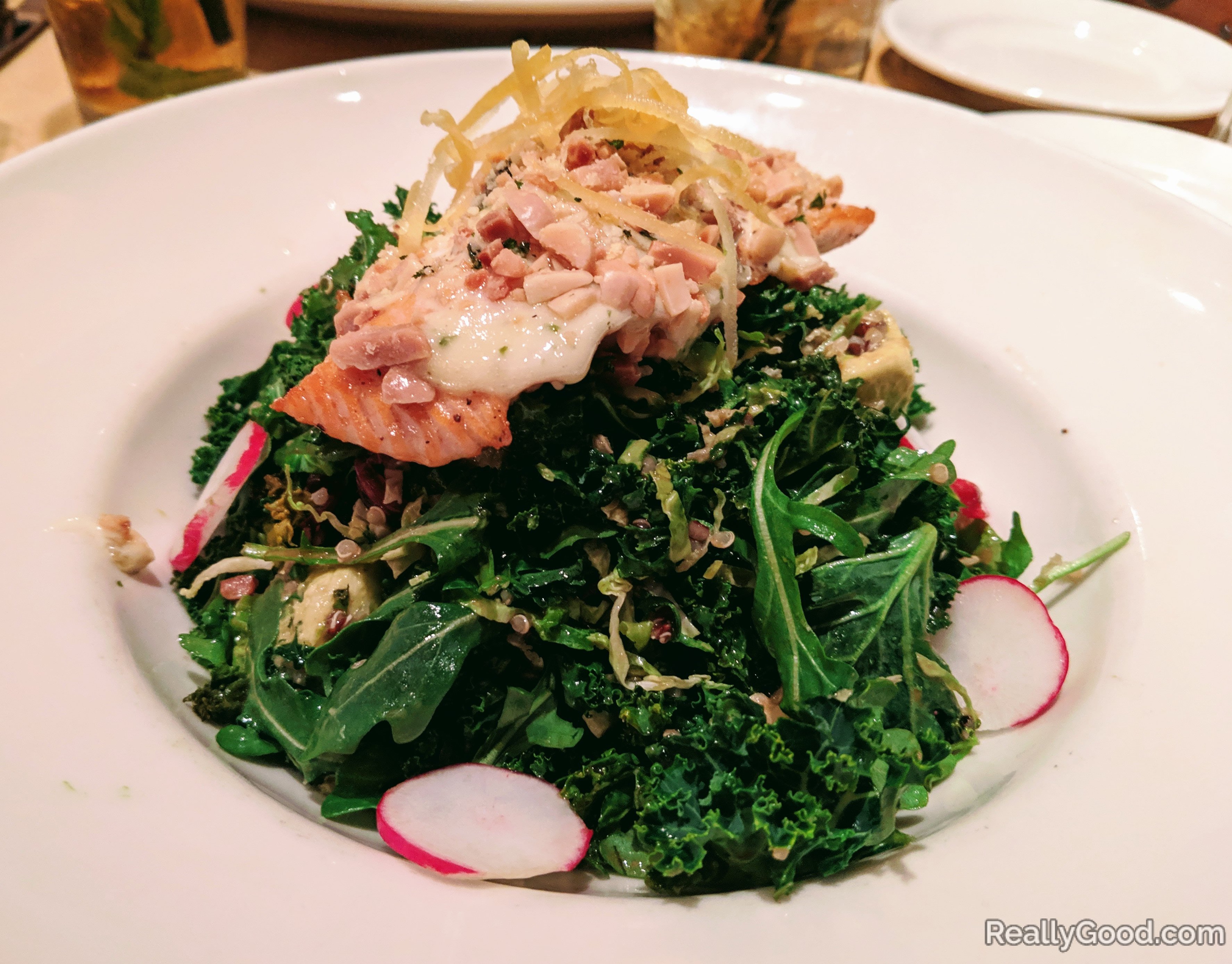 Almond crusted salmon salad