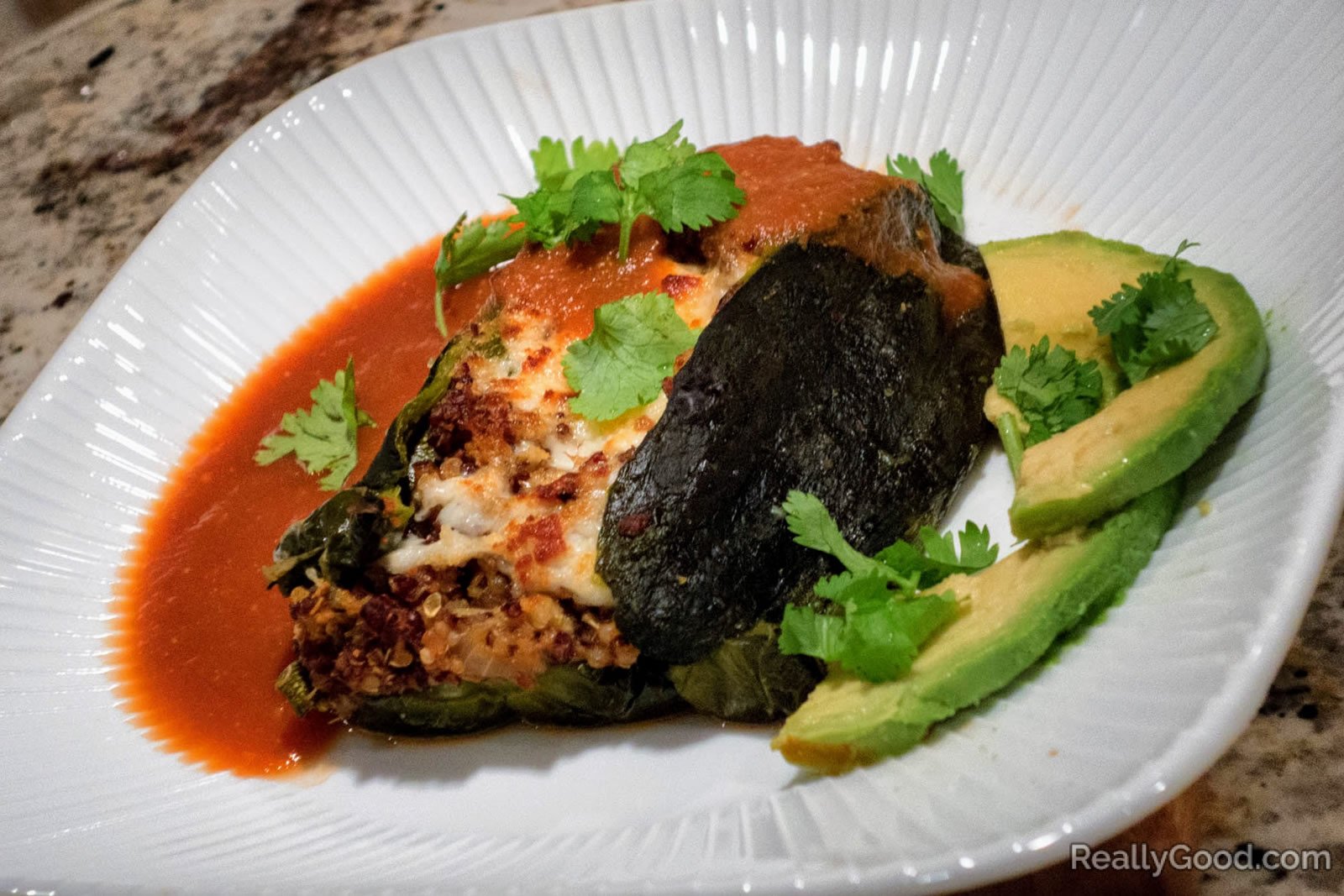 Baked chile rellano