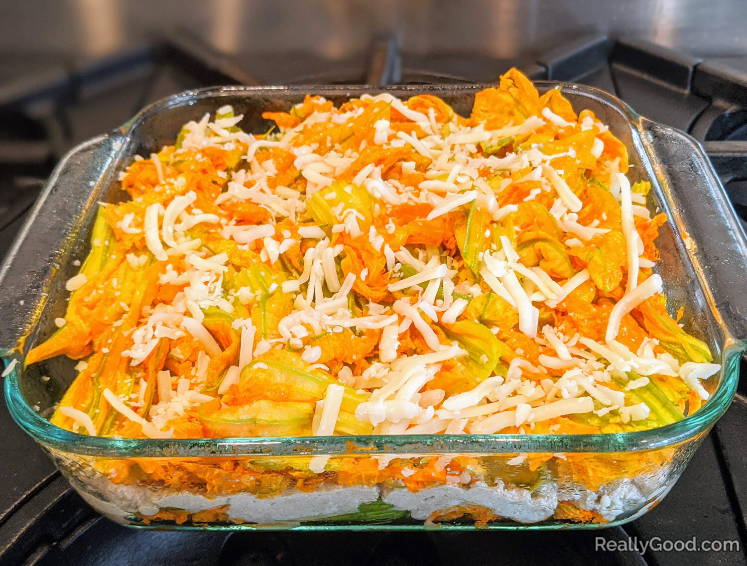 Baking squash blossoms