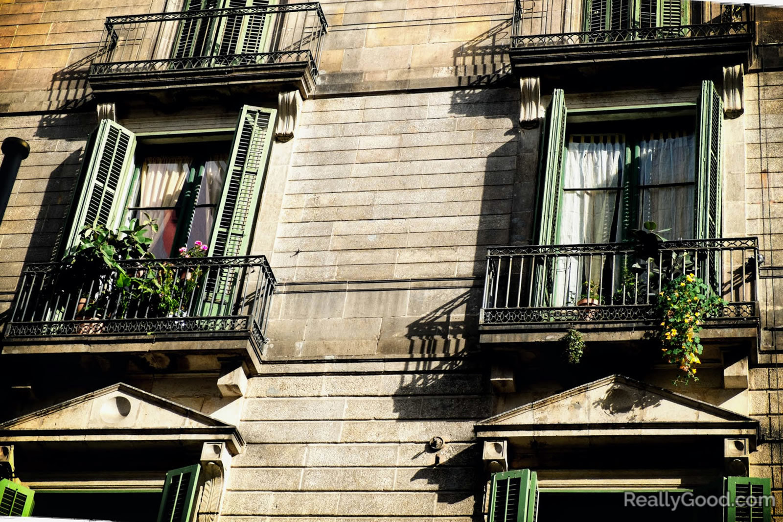 Balconies on El Raval, Barcelona, Spain.