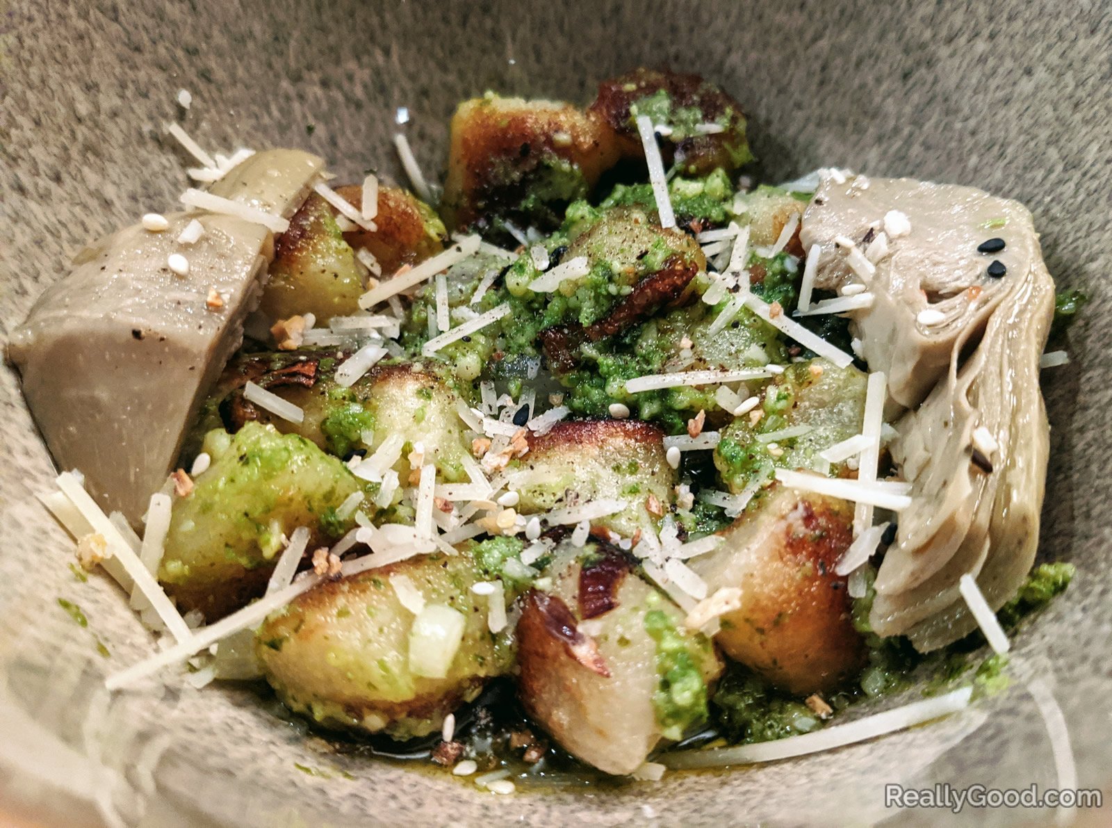 Cauliflower gnocchi and artichoke hearts