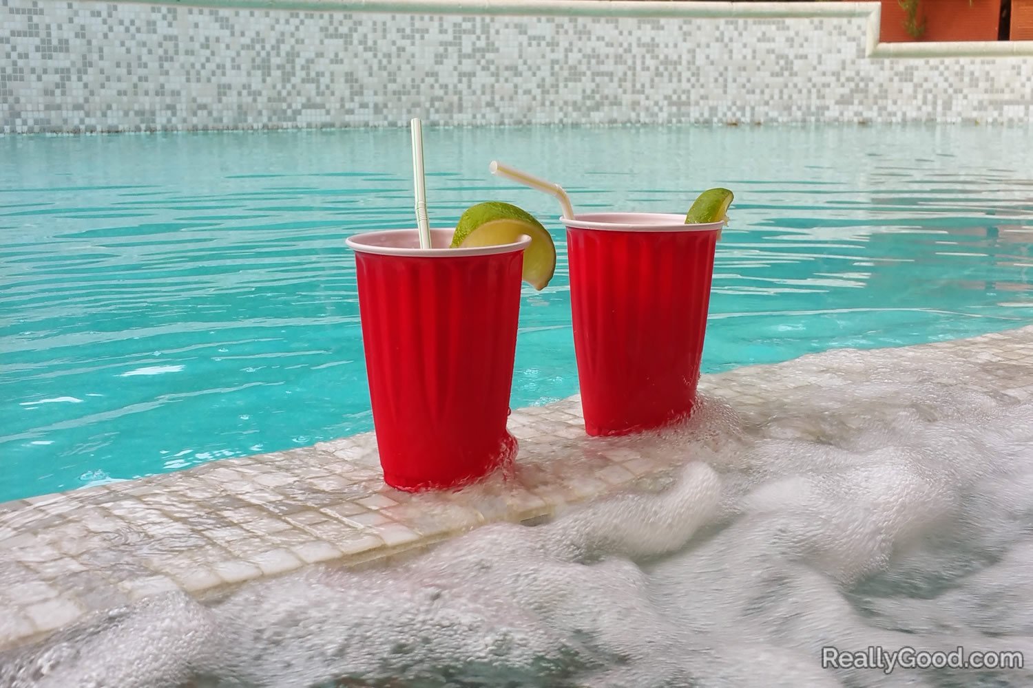 Cocktails in the hot tub