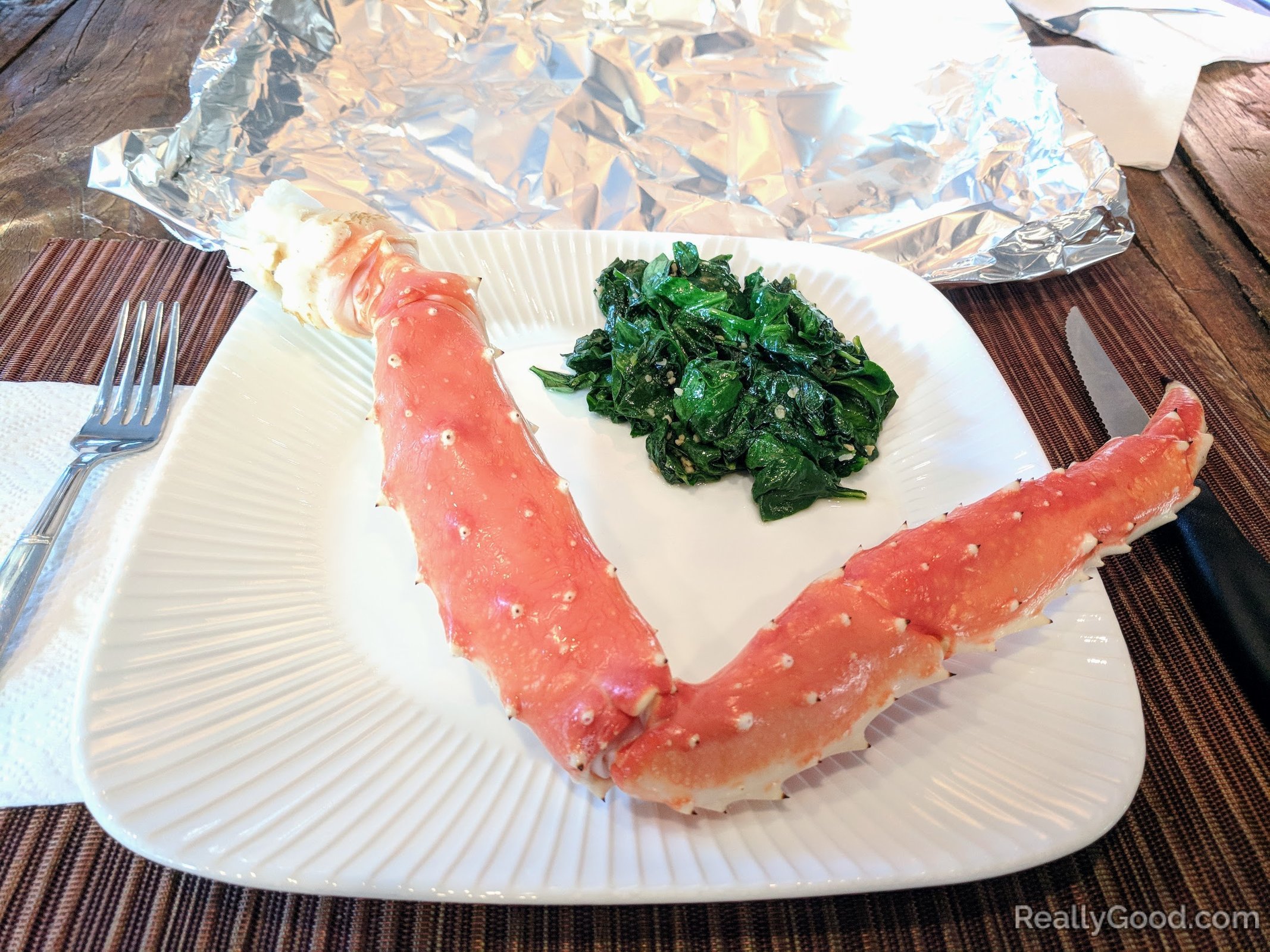 Crab leg & spinach dinner.jpg