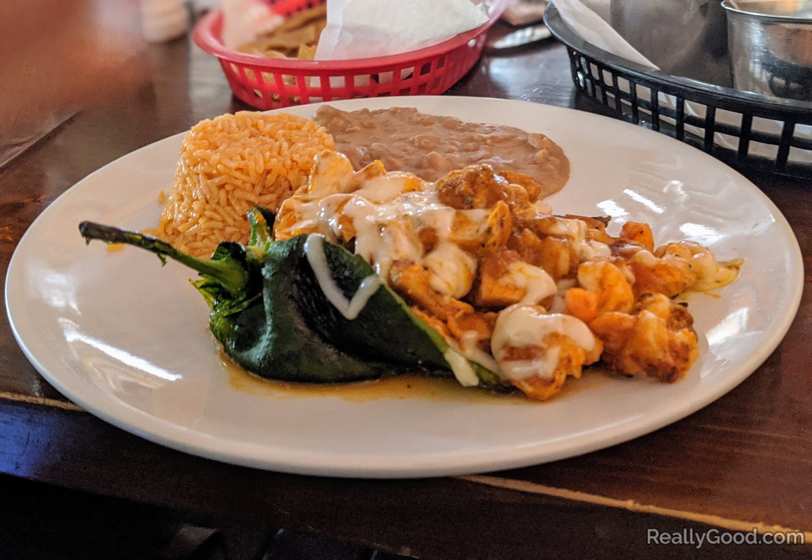 Shrimp chile relleno