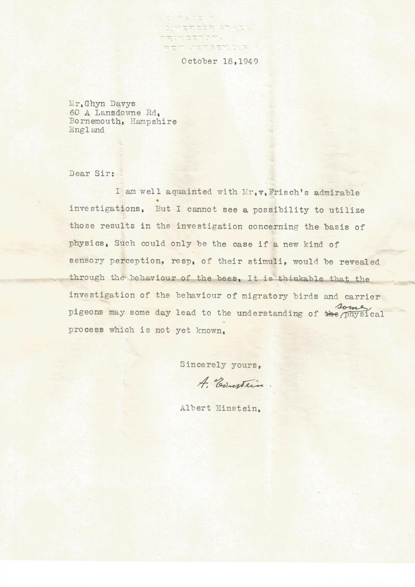 einstein letter